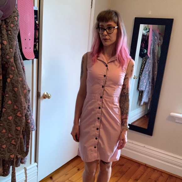 Candy Pink w/ Black Piping 50s 60s inspired Dress - Picture 4 of 6